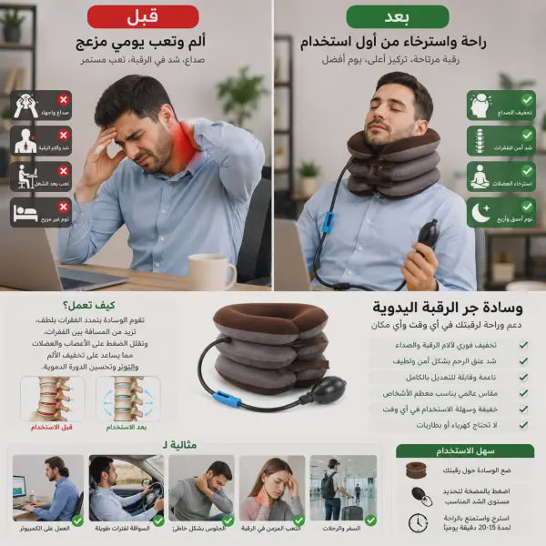 قبل وبعد: جهاز مساج ضغط للرقبة