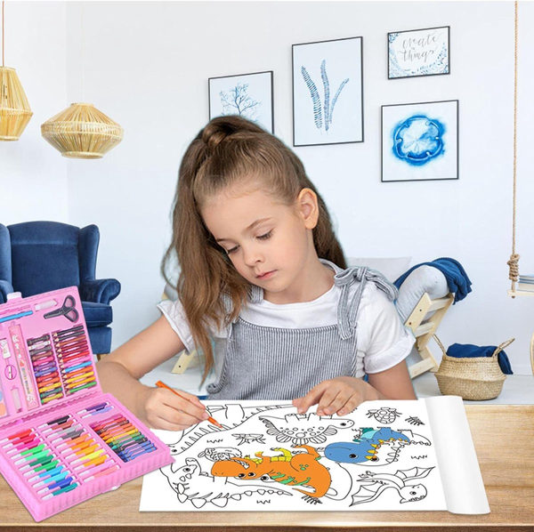 مجموعة رسم للأطفال 86 قطعة بحامل بوجهين