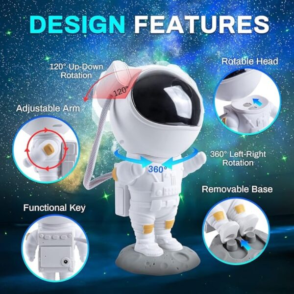 2 - 2026-01-19T234603.777 جهاز عرض ليلي بروجكتور بتصميم رائد فضاء وجهاز تحكم عن بعد بزاوية 360 درجة